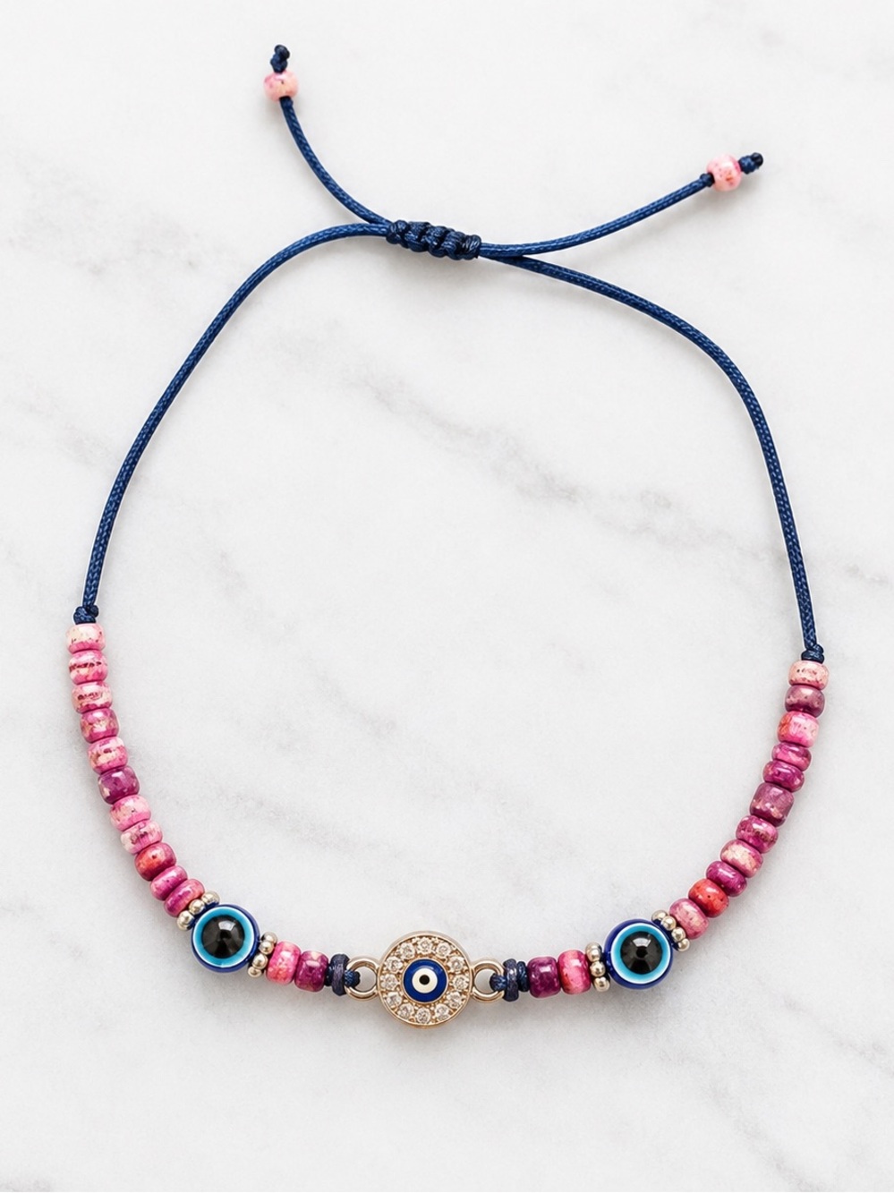 Beaded Evil Eye Adjustable Bracelet